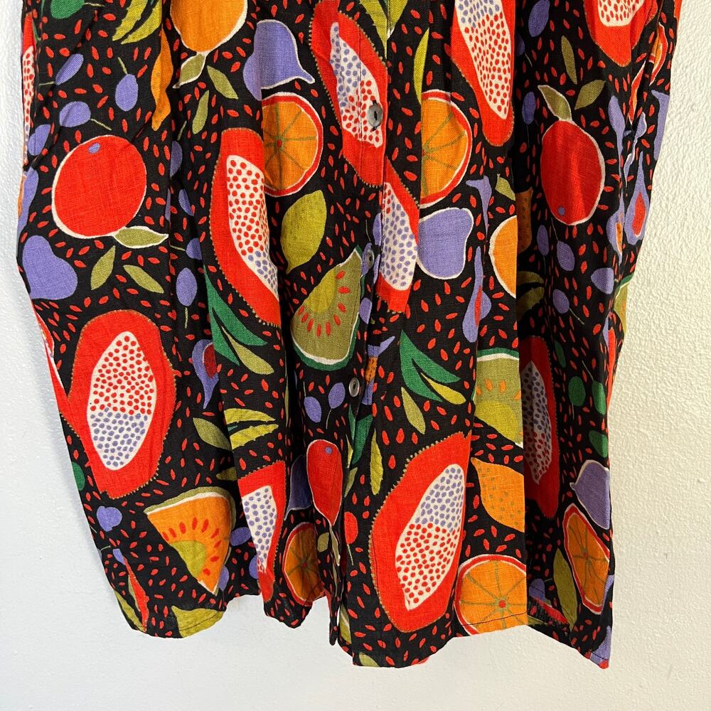 Gudrun Sjoden Dress Women's Sz S Linen Black Orange Fruit Lagenlook Cottagecore - Picture 5 of 10